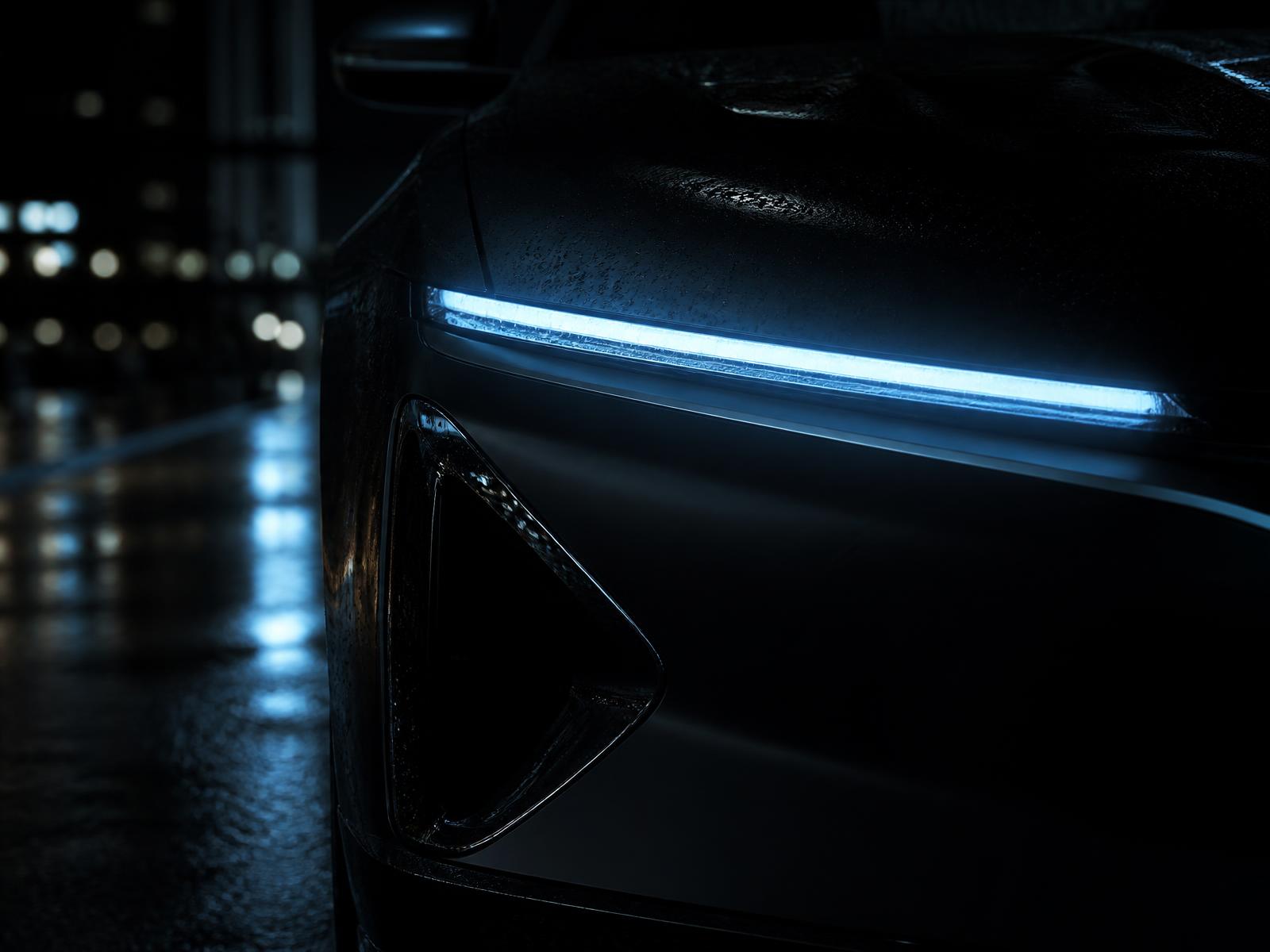 Lichtsignatur eines Elektrofahrzeugs bei Nacht